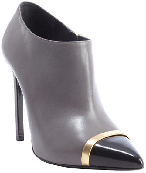 Saint Laurent Grey And Black Colorblock Leather Ankle Booties | Where