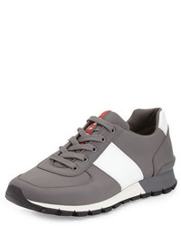 Grey Leather Athletic Shoes