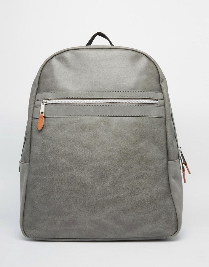 grey faux leather backpack