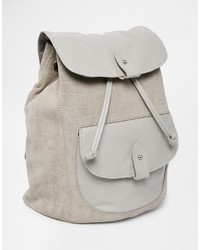 Asos Collection Leather And Suede Embossed Croc Pocket Backpack