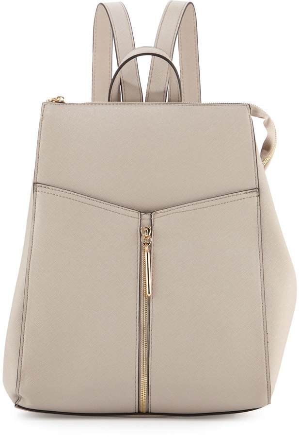 light grey leather backpack