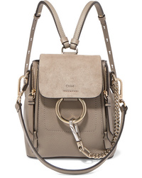 Chloé Faye Mini Textured Leather And Suede Backpack
