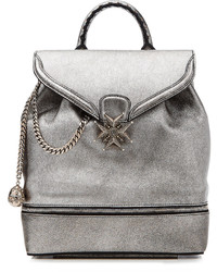 Alexander McQueen Metallic Leather Backpack With Chain Straps