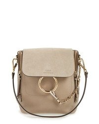 Chloé Small Faye Suede Leather Backpack Grey