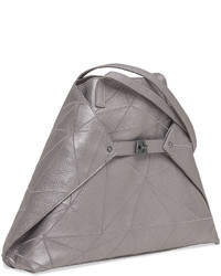 Akris Ai Medium Leather Shoulder Bag Gray Metallic
