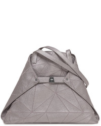 Akris Ai Medium Leather Shoulder Bag Gray Metallic