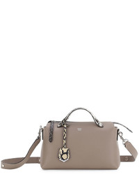 Fendi By The Way Small Leather Snakeskin Satchel Bag Light Gray