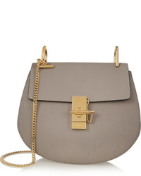 Chloé Drew Small Textured Leather Shoulder Bag Gray