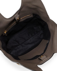 Tom Ford Jennifer Side Zip Medium Leather Hobo Bag Dark Gray