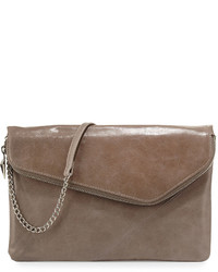 Hobo Jessa Leather Fold Over Shoulder Bag Stone