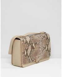 Modalu Leather Shoulder Bag With Chain Strap In Faux Snakeskin