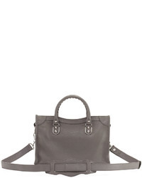 Balenciaga Met City Leather Shoulder Bag Gray