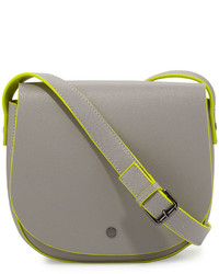 Neiman Marcus Neon Contrast Saddle Bag Light Grayyellow