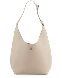 Tory Burch Perry Leather Hobo Bag French Gray