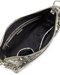 St. John Python Embossed Leather Hobo Bag Gray