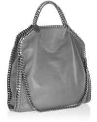 Stella McCartney The Falabella Medium Faux Brushed Leather Shoulder Bag Light Gray