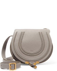 Chloé The Marcie Mini Textured Leather Shoulder Bag Gray