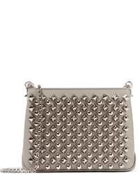 Christian Louboutin Triloubi Small Spiked Leather Shoulder Bag Stone