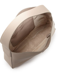 Prada Vitello Daino Leather Medium Wide Strap Hobo Bag Light Gray