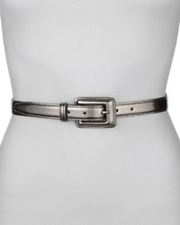 Neiman Marcus Covered Buckle Mirror Belt Pewter