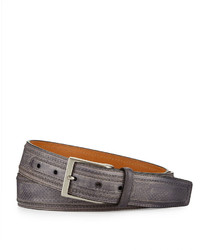 Magnanni For Neiman Marcus Perforated Leather Belt Gray