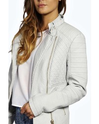 Boohoo Dina Quilted Faux Leather Biker Jacket
