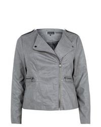 Exclusives New Look Inspire Grey Leather Look Biker Jacket