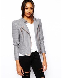 Asos Leather Look Structured Sleeve Jacket Gray