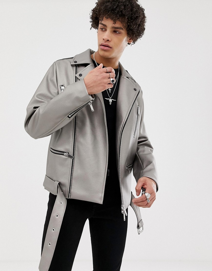 ASOS DESIGN Metallic Biker Jacket, $24 | Asos | Lookastic