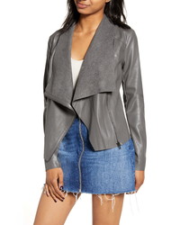 BLANKNYC Onto The Next Faux Leather Drape Front Jacket