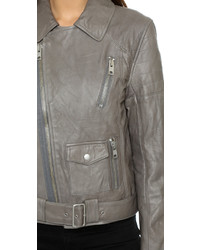 Nili Lotan Washed Leather Quilted Biker Jacket