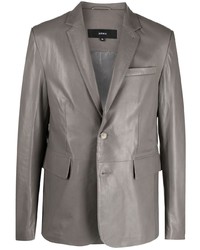 Grey Leather Blazer