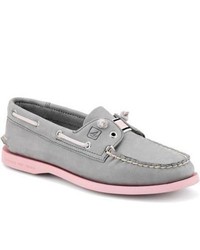 Sperry Topsider Shoes Lexington Slip On Boat Shoe Light Grey Leather Pink