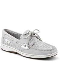 Sperry Topsider Shoes Woven Bluefish 2 Eye Boat Shoe Grey Woven Leather