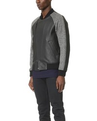 Wings + Horns Knit Wool Leather Bomber Jacket