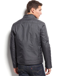 Alfani Quilted Faux Leather Trim Bomber Jacket