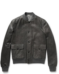 Boglioli Washed Leather Bomber Jacket