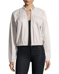 Rebecca Taylor Zip Front Lamb Leather Bomber Jacket
