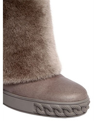 Casadei 80mm Shearling Leather Wedged Boots