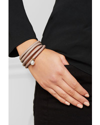 Mizuki Convertible 14 Karat Gold Leather And Pearl Wrap Bracelet Gray
