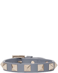 Valentino Grey Leather Rockstud Bracelet