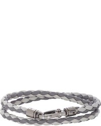 Tod's Woven Leather Wrap Bracelet Grey