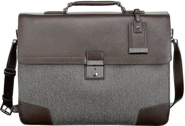 Tumi Astor Dorilton Slim Flap Briefcase Earl Gray, $795 | Neiman