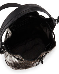 Elizabeth and James Cynnie Mini Embossed Leather Bucket Bag Anthracite
