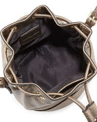 Neiman Marcus Sierra Drawstring Bucket Bag Pewter