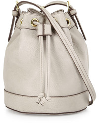 Neiman Marcus Sierra Faux Leather Bucket Crossbody Bag Light Gray