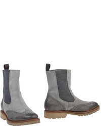 Grey Leather Chelsea Boots