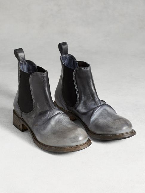 grey leather chelsea boots