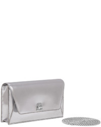 Akris Anouk Leather Envelope Clutch Bag Silver Metallic