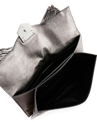 Jimmy Choo Isabella Laser Cut Ruffled Clutch Bag Dark Gray